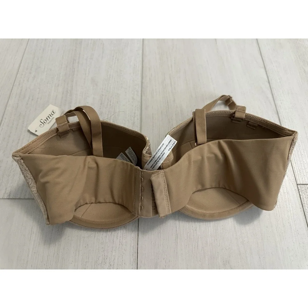 NWT SOMA Stunning‎ Support Strapless Bra Size 36D Soft Tan Color